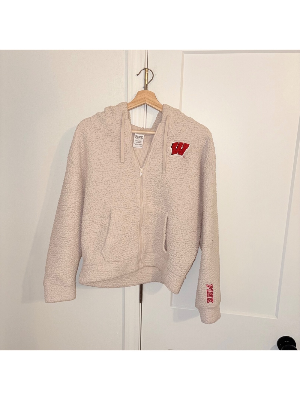 PINK Wisconsin UW Victoria's Secret Badger Woman’s XS sherpa half zip hoodie